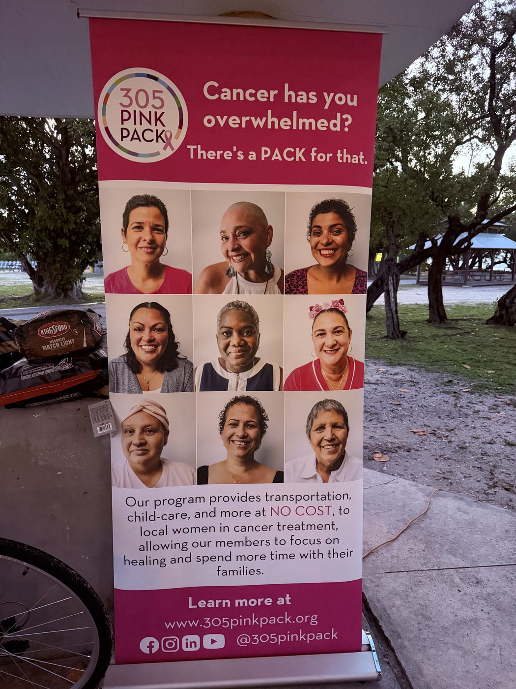 305 Pink Pack banner reading Cancer has you overwhelmed? There is a PACK for that